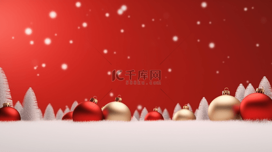 红色礼物圣诞节背景图片_圣诞球星星唯美背景4