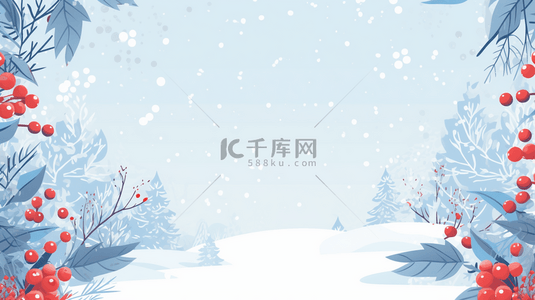 冬季装饰红果雪景背景15