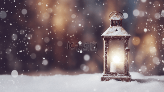 冬季雪地里的路灯背景9