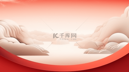 中式背景背景图片_红色中国风山水简约背景7