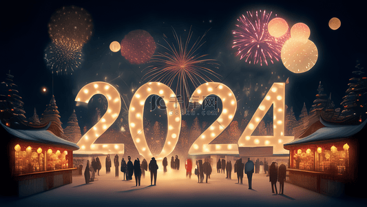 2024年新年数字2024场景背景