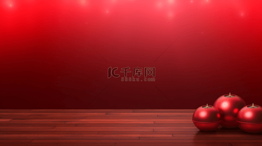 红色圣诞球简约创意背景2
