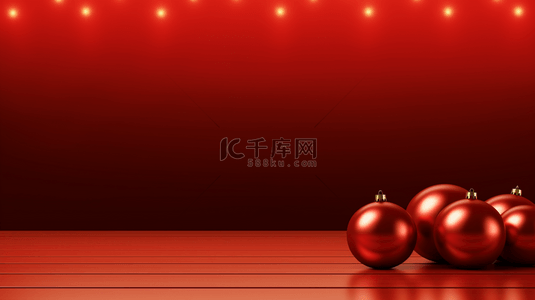 红色圣诞球简约创意背景10