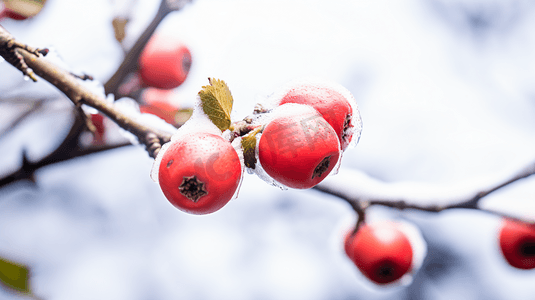 冬季果实摄影照片_冬季上霜的浆果果实