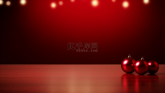 圣诞背景图片_红色圣诞球简约创意背景6