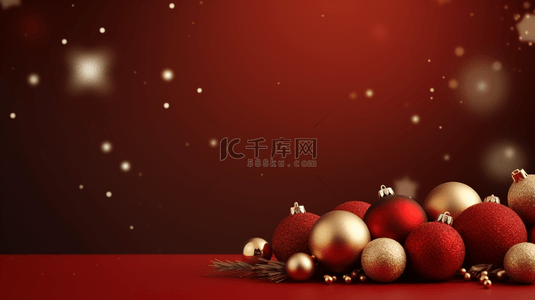 圣诞吊球装饰红色简约背景8