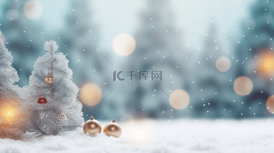 雪松树背景图片_雪地上的雪中圣诞树背景17