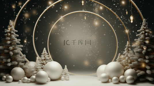圣诞节装饰圆形展示框背景6