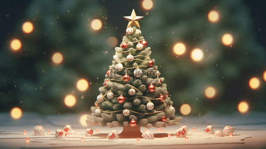 彩色吊球装饰圣诞树背景13