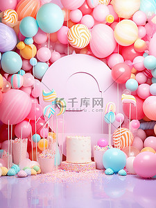 粉色生日主题蛋糕背景17