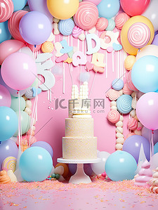 蛋糕背景图片_粉色生日主题蛋糕背景13