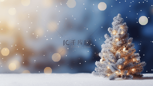 的灯光背景图片_雪地上的雪中圣诞树背景18