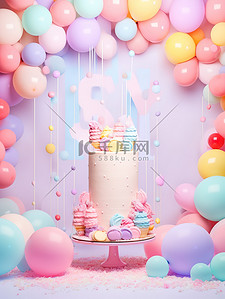 粉色生日主题蛋糕背景8