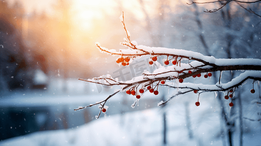 冬季果实摄影照片_冬季上霜的浆果果实