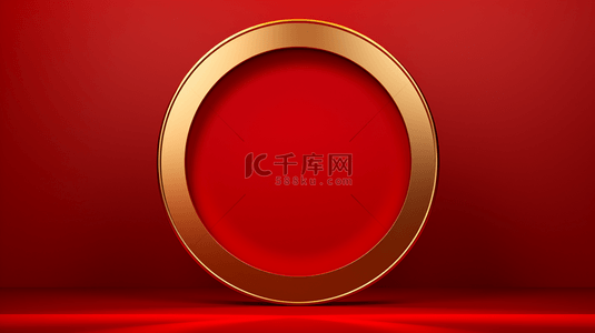 大红底色中的金色圆圈展示框背景18