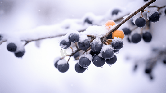 冬季上霜的浆果果实