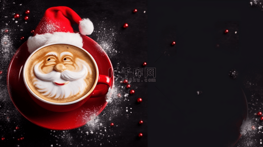 创意圣诞节咖啡杯里的圣诞老人