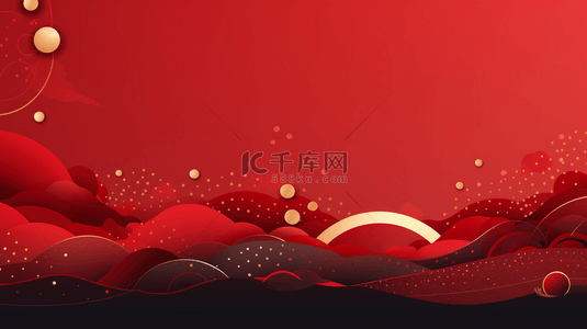 中式背景背景图片_红色中国风群山圆形简约背景8