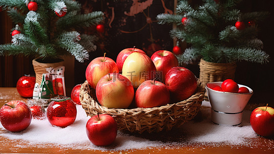 苹果装饰着圣诞树1