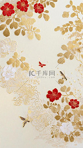 中式早餐背景图片_中式刺绣传统国风花卉刺绣纹理背景12