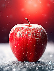 圣诞节背景图片_红色的大苹果雪花背景20