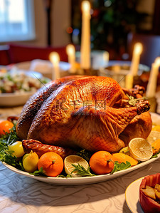 感恩节餐桌上烤火鸡6