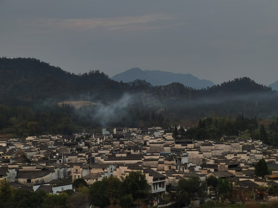 古村落摄影照片_安徽皖南徽州乡村生活西递古村落