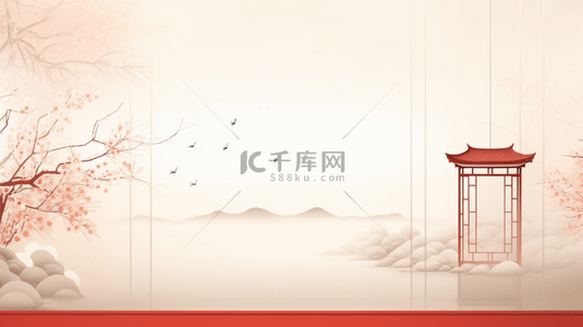 中国山水红色背景图片_中国风山水风景唯美背景14