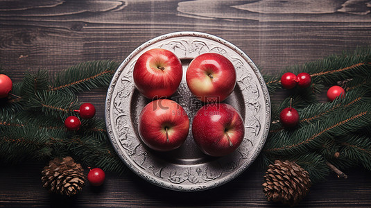 圣诞节背景图片_苹果圣诞节元素装饰16