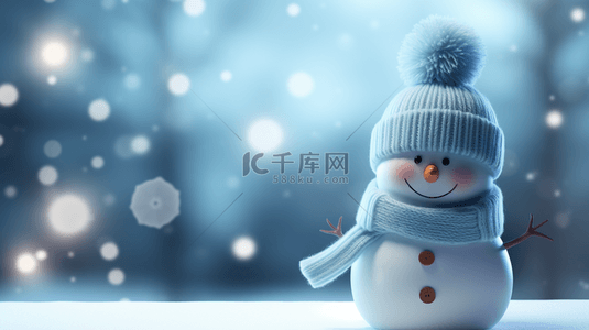 蓝色雪花背景图片_蓝色冬天圣诞节圣诞雪人背景