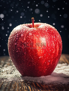 红色的大苹果雪花背景15