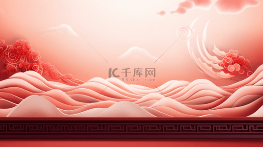 红色背景图片_中国风祥云喜庆简约背景29