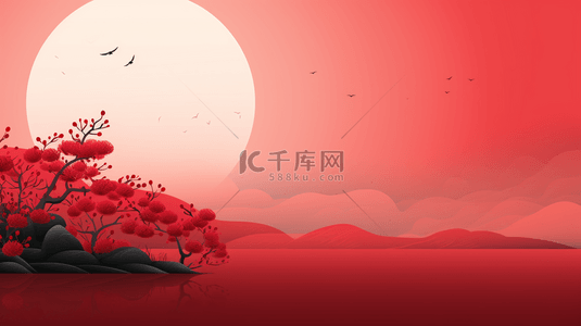 祥云纹理背景图片_红色中国风山水创意背景3