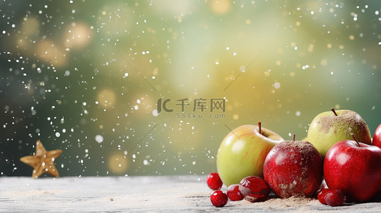 水果背景图片_苹果平安夜圣诞节背景7