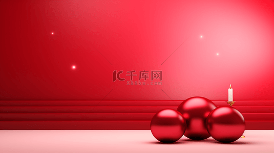 红色现代感圣诞球简约背景1
