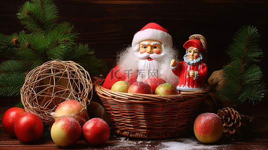 圣诞老人和篮子里的苹果6