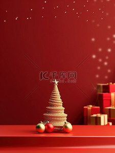 红色背景图片_极简的圣诞元素背景5