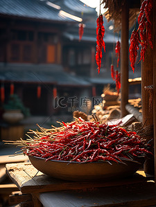 秋背景图片_婺源晒辣椒特写背景11