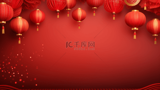 中国传统新年红金灯笼背景