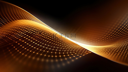 粒子ppt背景图片_正弦波和粒子浅金色线条19
