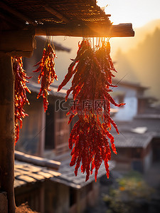 秋背景图片_婺源晒辣椒特写背景10