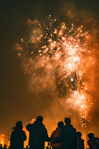 新年除夕摄影照片_新年春节过年团聚放烟花