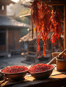 秋背景图片_婺源晒辣椒特写背景6