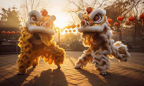 春节传统舞狮表演