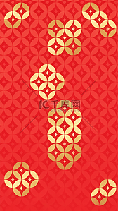 红红梅花背景图片_红金新年贺卡新年纹理底纹3