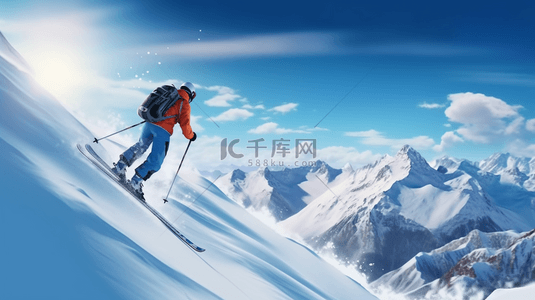 滑雪背景图片_冬季运动滑雪运动背景
