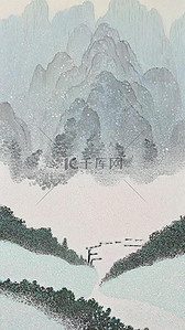 冬天背景图片_国风山水冬天雪景节气背景