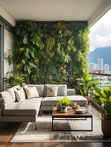 休闲的背景图片_绿色植物的休闲公寓阳台18