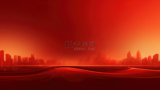 城市天际线景观红色背景8