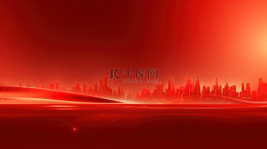 国庆背景图片_城市天际线景观红色背景12